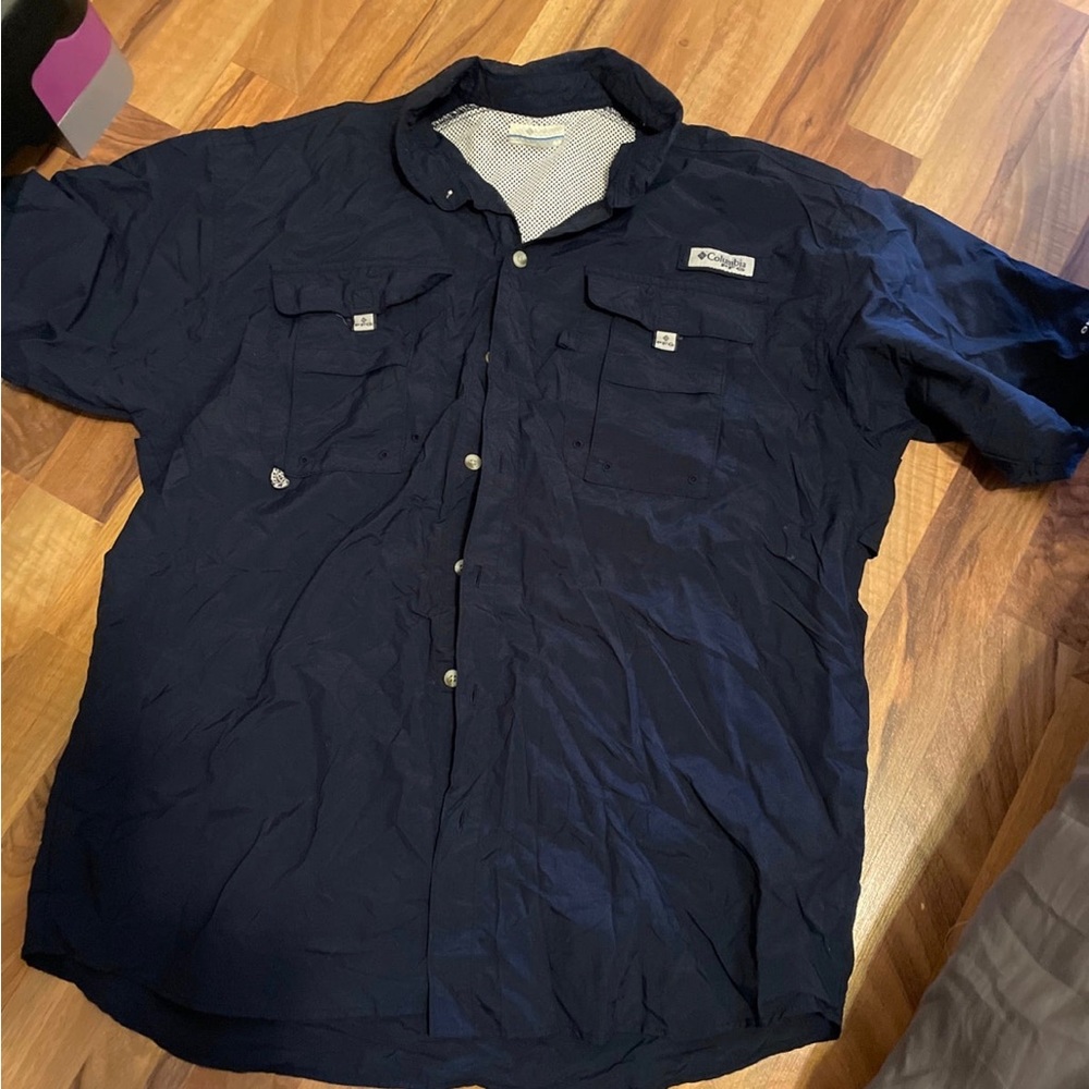Columbia Performance Fishing Gear Shirt, Navy, Size M